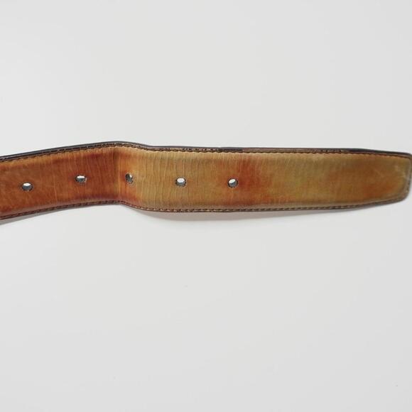 Magnanni Spain Brown Leather Belt Sunburst Ombre Cognac Mens 36 SEE 1510 Unique - Picture 3 of 7